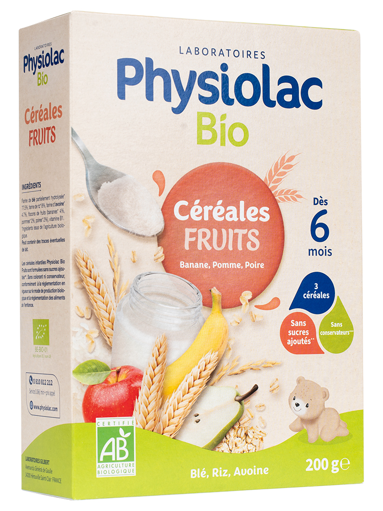 Physiolac Bio Céréales Fruits 200 g